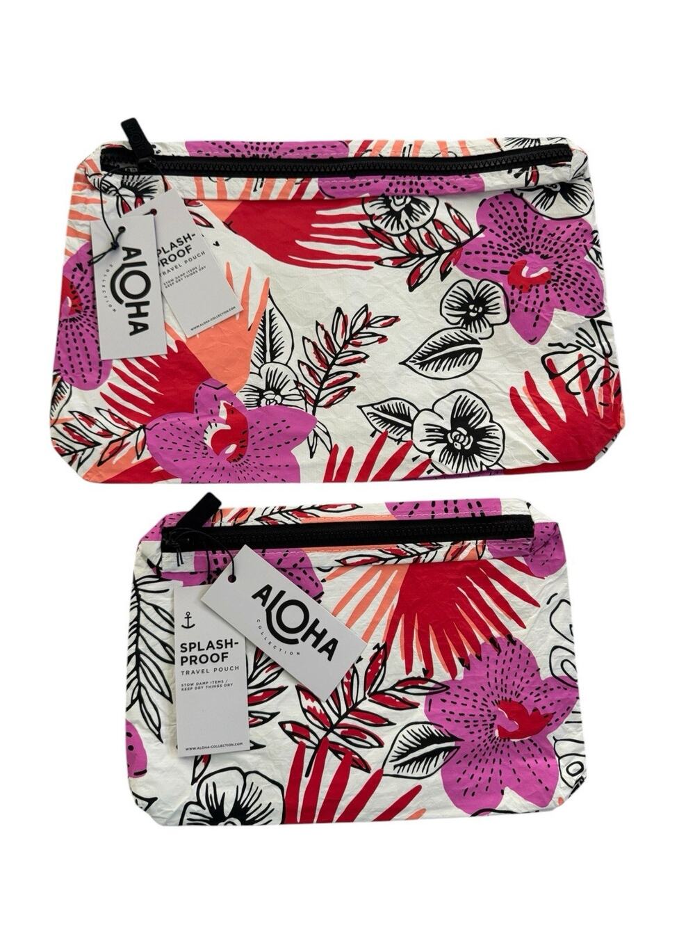Aloha Collection Okika Floral Mid + Small Zip Pouch LOT NWT #NE246
